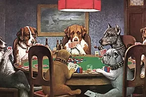 Todo lo que necesitas saber sobre la serie de cuadros “Dogs Play Poker”